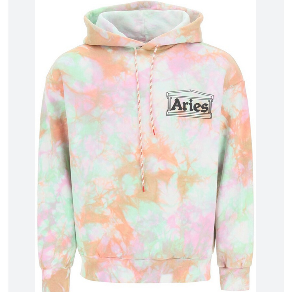 Aries Temple Cotton Logo Print Tie Dyed Hoodie Multi Size L 400133